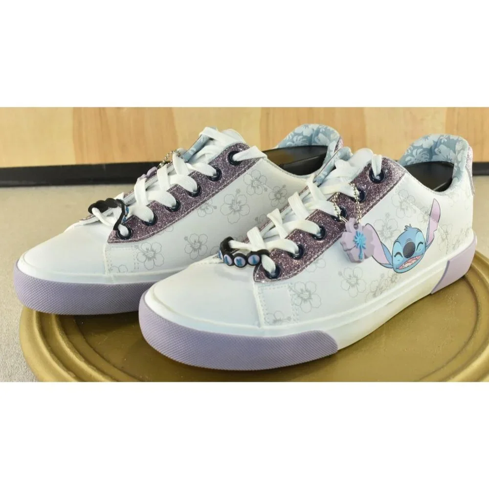 Disney GroundUp Women Shoes Size 8 Lilo & Stitch Ohana Low Top Sneakers w/Charms